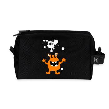 Monster Boo Zombie Comic Creature Kids Halloween - Recycled Toiletry Zip Bag - black - Front