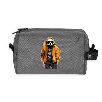 Panda grand style de rue | Amoureux des pandas - Trousse de toilette en tissu recyclé - anthracite - Devant
