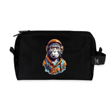 Chimpanzé intelligent - ingénieur et mécanicien - Trousse de toilette en tissu recyclé - noir - Devant
