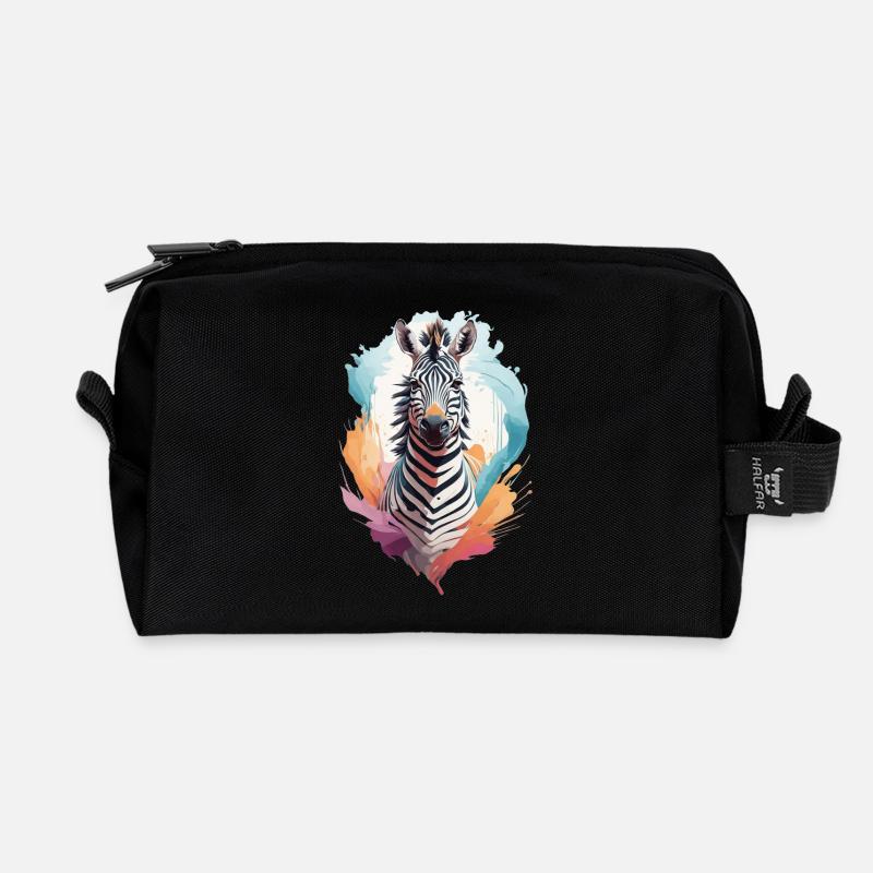 Zebra - Recycelte Kulturtasche - Schwarz