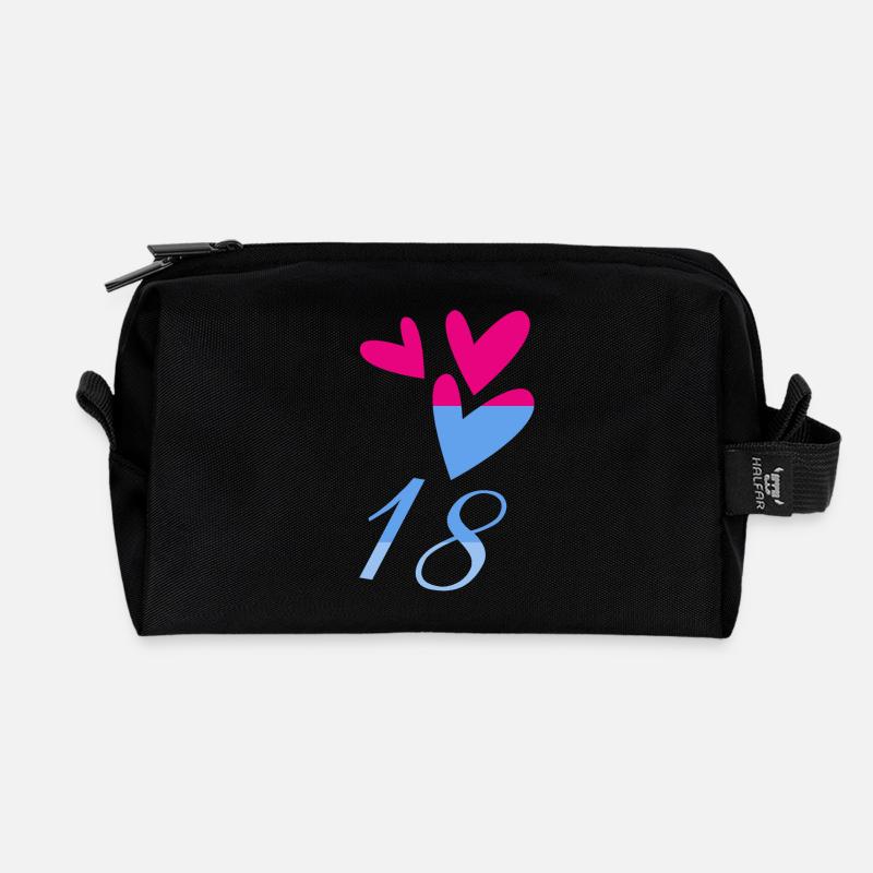 18. 18 ANS. 18e ANNIVERSAIRE. ANNIVERSAIRE 18 ANS. - Trousse de toilette en tissu recyclé - noir