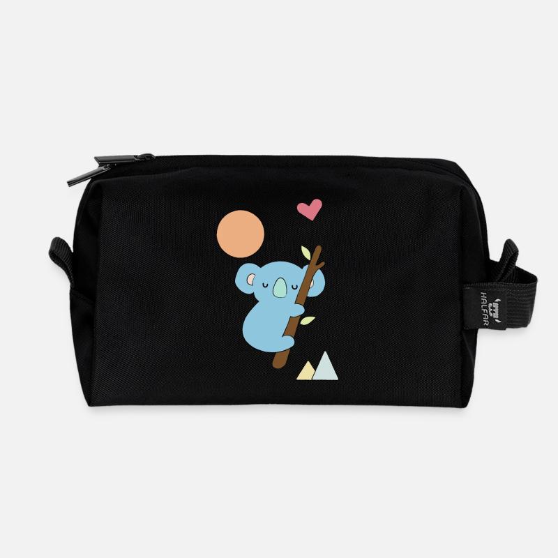 Koala with Heart - Gift Idea - Gift - Recycled Toiletry Zip Bag - black