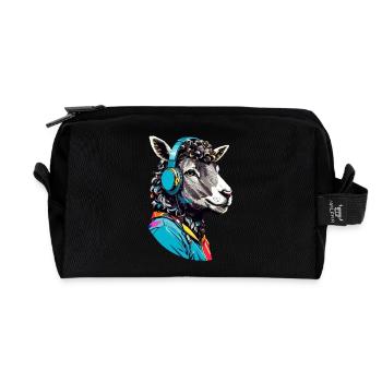 Mouton musical: Avec des écouteurs dans le - Trousse de toilette en tissu recyclé - noir - Devant
