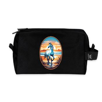 Cheval sur la plage - Trousse de toilette en tissu recyclé - noir - Devant