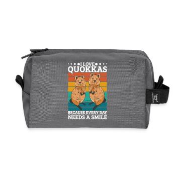 I love quokkas - Recycled Toiletry Zip Bag - anthracite - Front