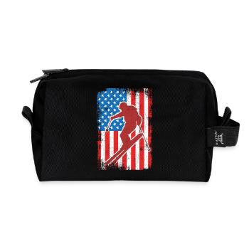 USA Patriotischer Skifahrer - Recycelte Kulturtasche - Schwarz - Vorne