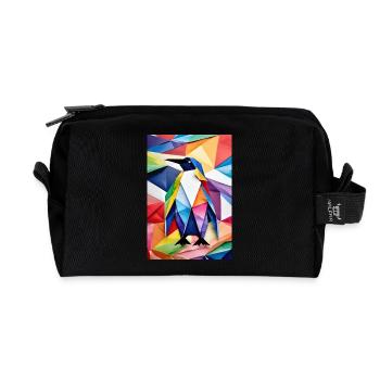 Regenbogen-Origami-Pinguin - Recycelte Kulturtasche - Schwarz - Vorne