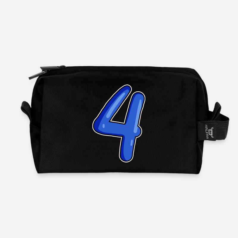 4 Zahl in Blau - Recycelte Kulturtasche - Schwarz
