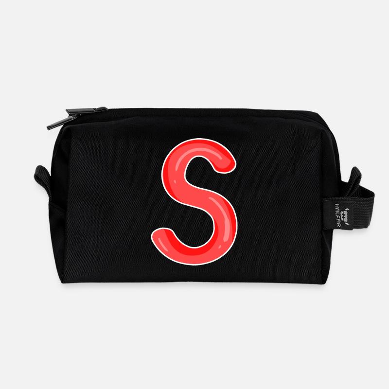 Buchstabe S Anfangsbuchstabe - Recycelte Kulturtasche - Schwarz
