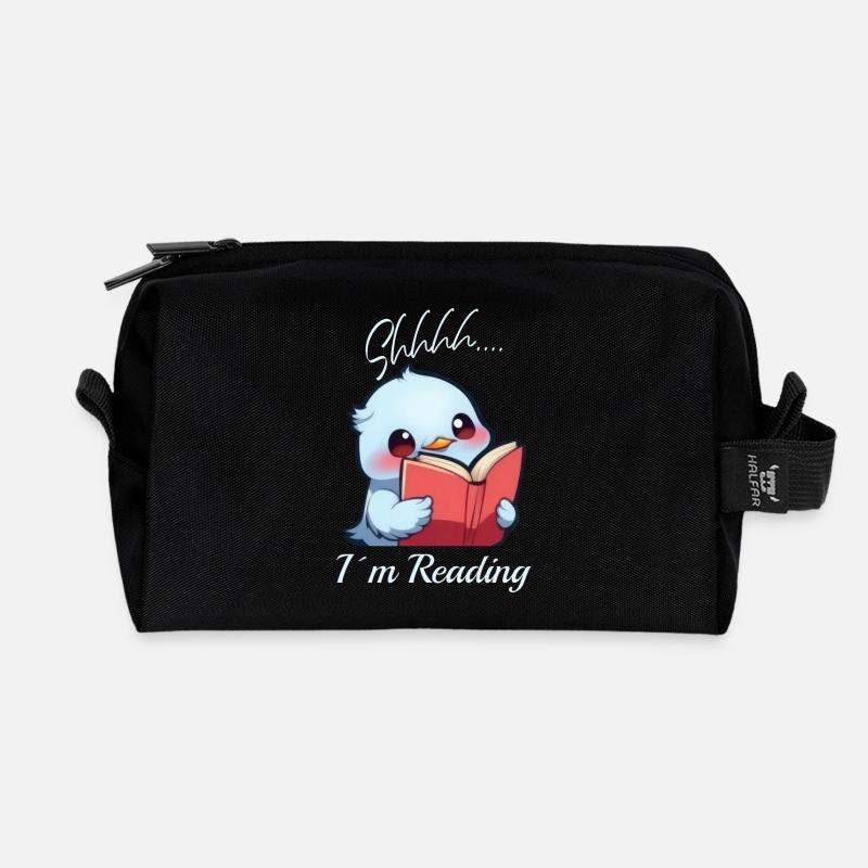 Vogel mit Buch - Recycelte Kulturtasche - Schwarz