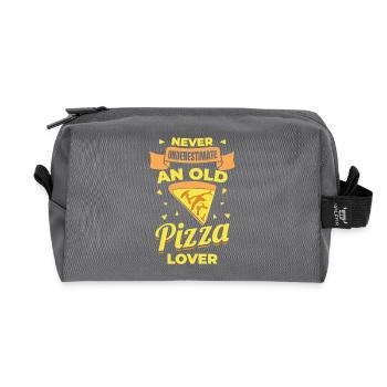 Never underestimate old pizza lovers - Recycled Toiletry Zip Bag - anthracite - Front