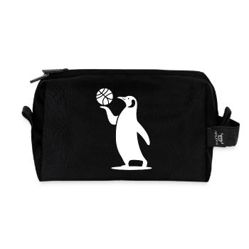 Pinguin Basketball Silhouette Minimalistisch Sport - Recycelte Kulturtasche - Schwarz - Vorne
