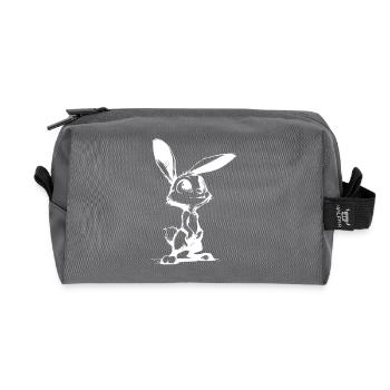 Schnuckeliges Häschen mit großen Augen und Ohren - Recycelte Kulturtasche - Anthrazit - Vorne