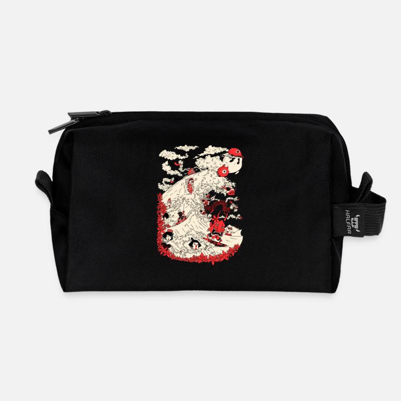 Kanagawa Surfen - Recycelte Kulturtasche - Schwarz