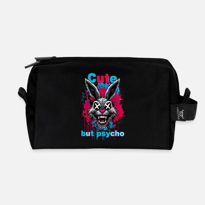 Cute But Psycho Hase - Recycelte Kulturtasche - Schwarz