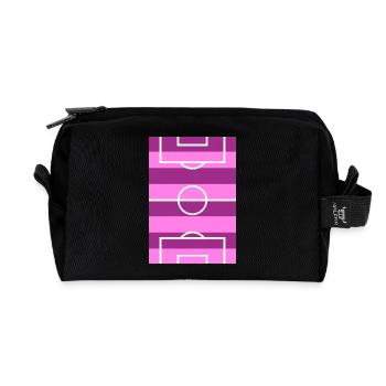 Soccer field pink - Recycled Toiletry Zip Bag - black - Front