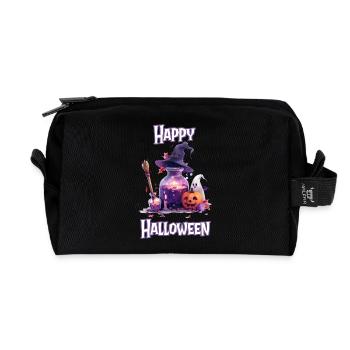 Halloween – Happy Halloween Witch’s Kitchen with Ghost - Trousse de toilette en tissu recyclé - noir - Devant