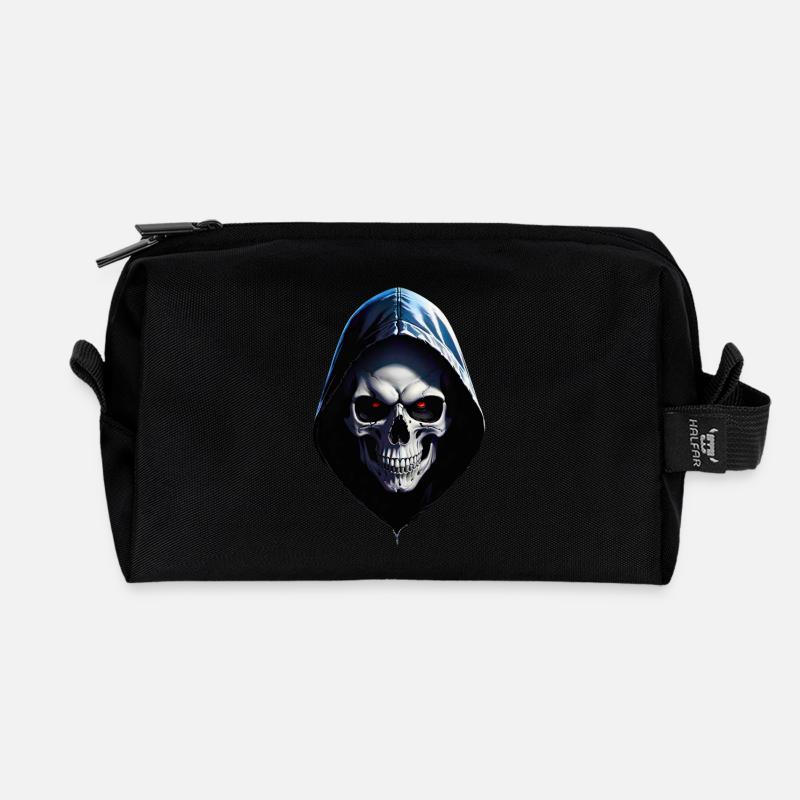 Schädel mit Kapuze - Recycelte Kulturtasche - Schwarz