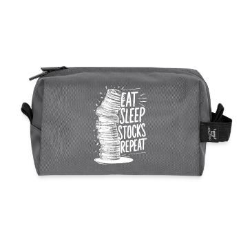 Manger, dormir, stocker, répéter - Trousse de toilette en tissu recyclé - anthracite - Devant