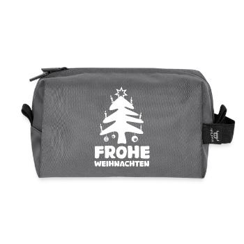 Merry Christmas Christmas Tree Cartoon Symbol Logo - Recycled Toiletry Zip Bag - anthracite - Front