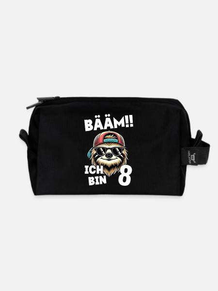 BÄÄM Ich Bin 8 Geburtstag Faultier Geburtstagsdeko - Recycelte Kulturtasche - Schwarz