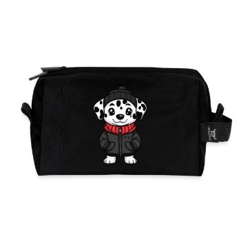Dalmatian Dog Cartoon - Recycled Toiletry Zip Bag - black - Front