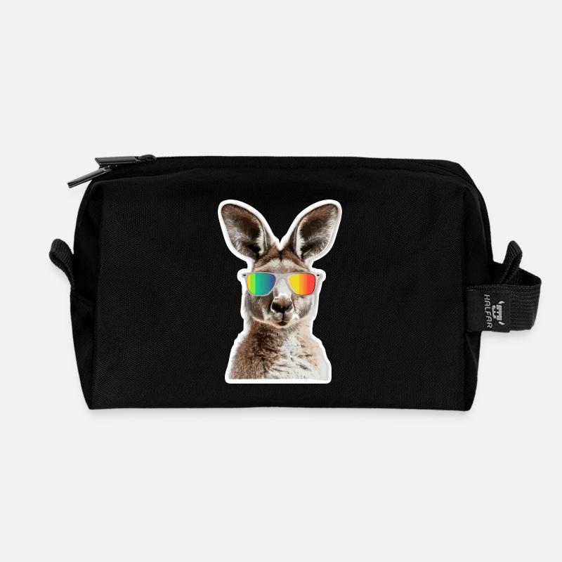 Lustiges Känguru mit Sonnenbrille für einen - Recycelte Kulturtasche - Schwarz