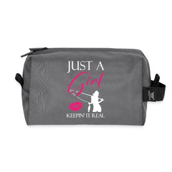 Jus a Girl Keepin it Real Fishing - Recycled Toiletry Zip Bag - anthracite - Front