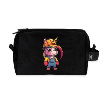 Cute Unicorn Construction Worker - Recycelte Kulturtasche - Schwarz - Vorne