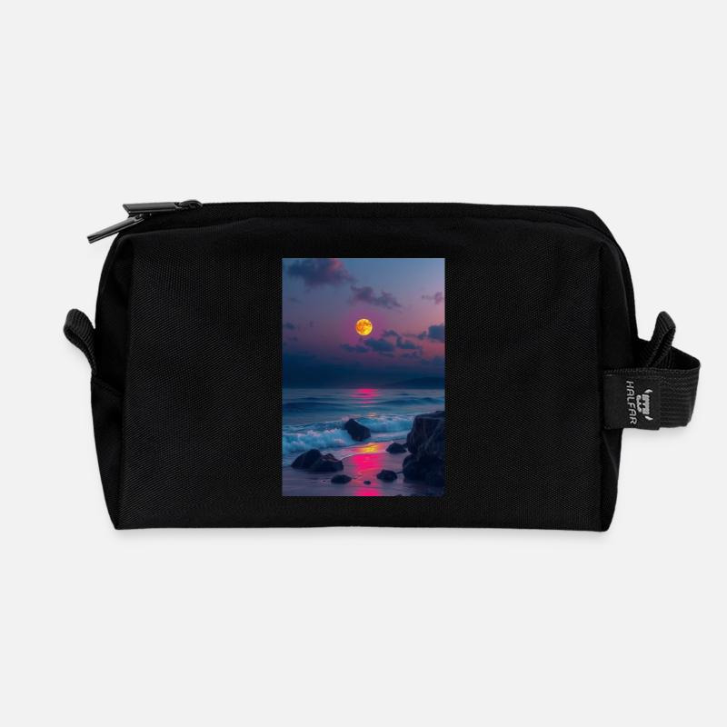 Blaues Meer - Recycelte Kulturtasche - Schwarz