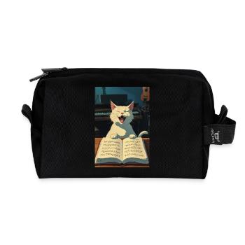 Cute kitten sings - Recycled Toiletry Zip Bag - black - Front