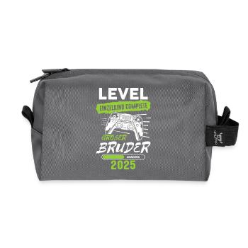 Level Einzelkind Complete Großer Bruder 2025 - Recycelte Kulturtasche - Anthrazit - Vorne