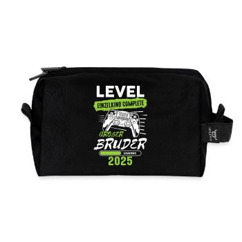 Level Einzelkind Complete Großer Bruder 2025 - Recycelte Kulturtasche - Schwarz - Vorne