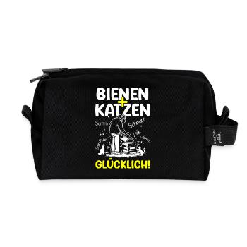 Bienen Katzen Summ Schnurr Glücklich Imker Katzen - Recycelte Kulturtasche - Schwarz - Vorne