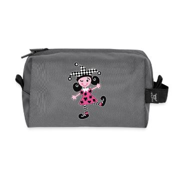 Fasching, Karneval, Harlekin - Recycelte Kulturtasche - Anthrazit - Vorne