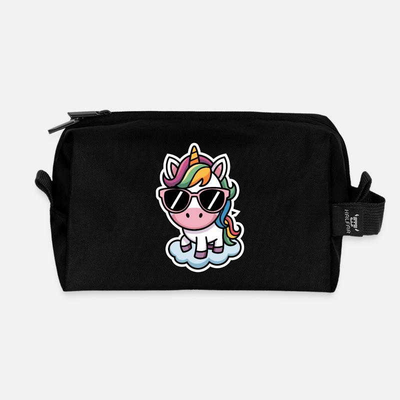 Unicorn Sticker Style - Recycelte Kulturtasche - Schwarz