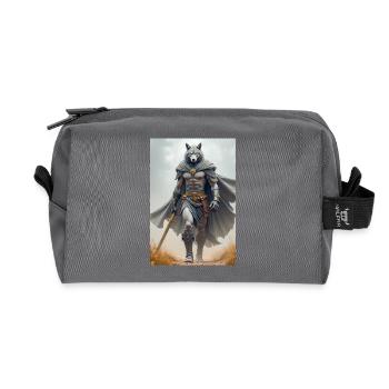 Wepwawet, dieu à tête de loup, gardant une entrée de tombe - Trousse de toilette en tissu recyclé - anthracite - Devant