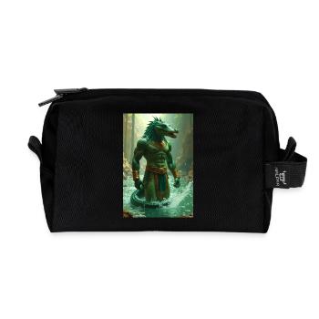 Sobek, crocodile-headed godin the Nil - Recycled Toiletry Zip Bag - black - Front