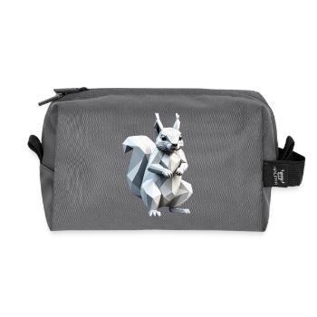 Écureuil - Mignon design de polygone bas - Trousse de toilette en tissu recyclé - anthracite - Devant