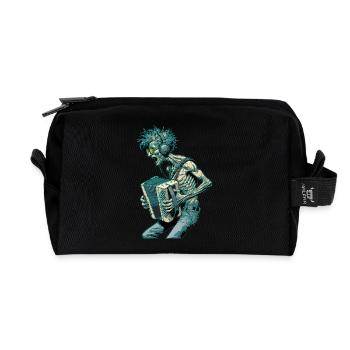 Accordion player sings with heart and soul - Recycled Toiletry Zip Bag - black - Front