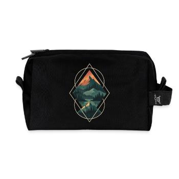Montagnes géométriques des Alpes - Géométrie des montagnes sacrées - Trousse de toilette en tissu recyclé - noir - Devant