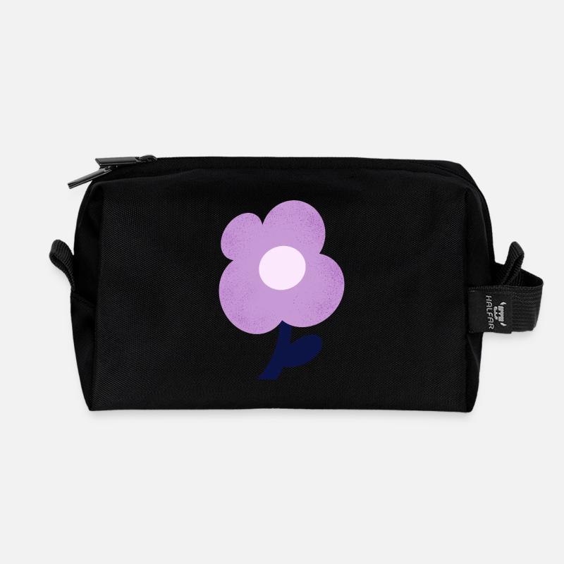 Lila Blume - Recycelte Kulturtasche - Schwarz