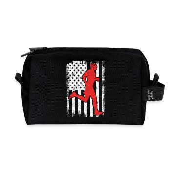 Patriotischer US Läufer - Recycelte Kulturtasche - Schwarz - Vorne