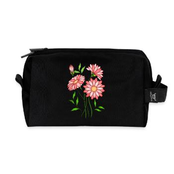 Blumen - Recycelte Kulturtasche - Schwarz - Vorne
