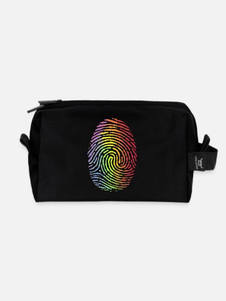 Regenbogen-Fingerabdruck: Einzigartig bunt - Recycelte Kulturtasche - Schwarz