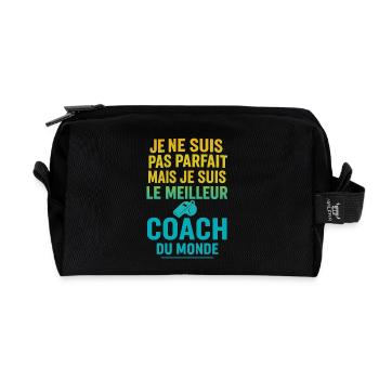 Meilleur coach du monde idée cadeau - Trousse de toilette en tissu recyclé - noir - Devant