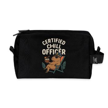 Capybara Style – Certified Chill Officer - Recycled Toiletry Zip Bag - black - Front