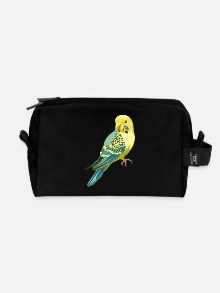 Wellensittich - Recycelte Kulturtasche - Schwarz