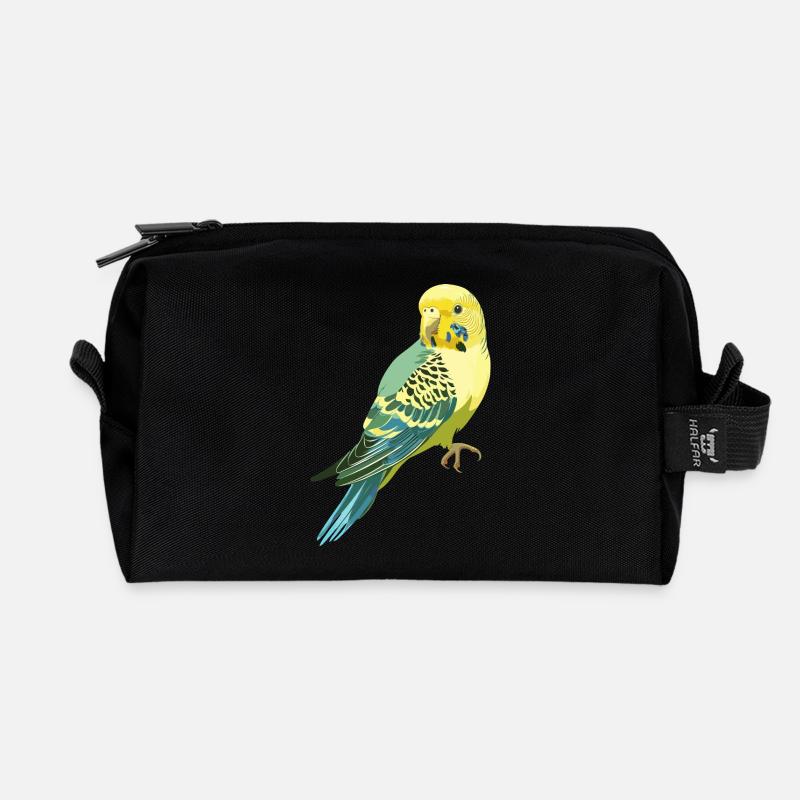 Wellensittich - Recycelte Kulturtasche - Schwarz