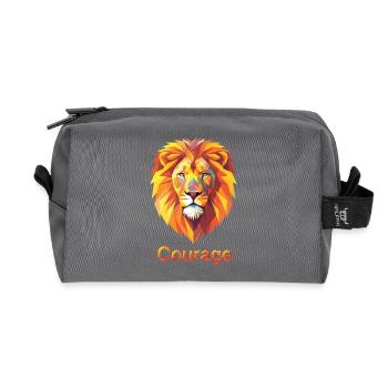 Majestic lion with courage design - Recycled Toiletry Zip Bag - anthracite - Front